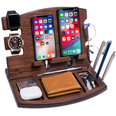 Polished Wooden Phone Stand & Organizer