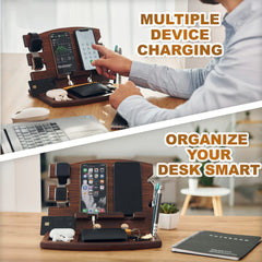 Polished Wooden Phone Stand & Organizer