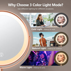 Sleek Rose Gold LED Cosmetic Mirror