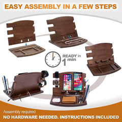 Polished Wooden Phone Stand & Organizer