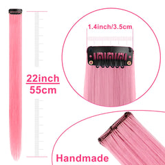 22 inch Pink Party Clip-In Hair Extensions (10 PCS)