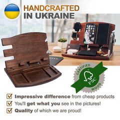 Polished Wooden Phone Stand & Organizer