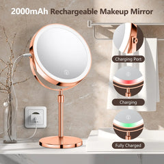 Sleek Rose Gold LED Cosmetic Mirror