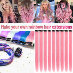 22 inch Pink Party Clip-In Hair Extensions (10 PCS)